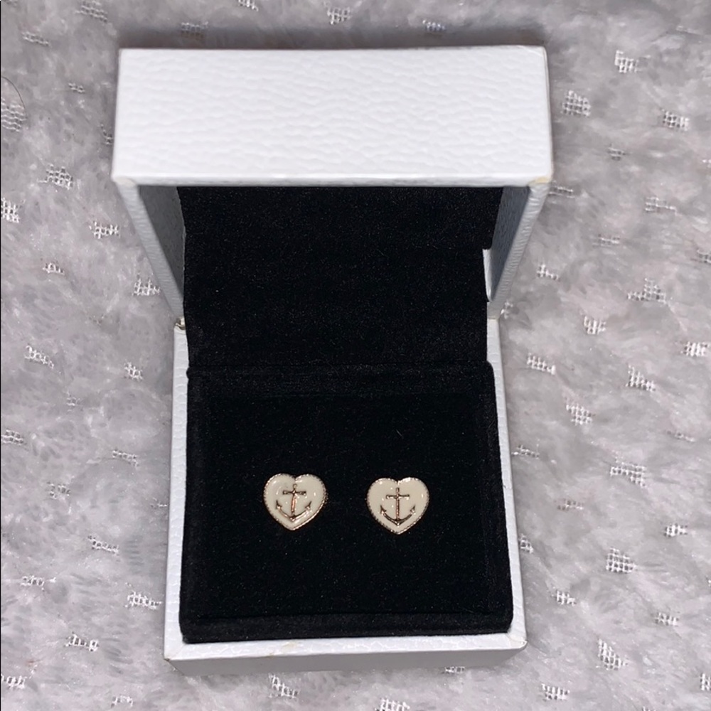 White nautical heart earrings